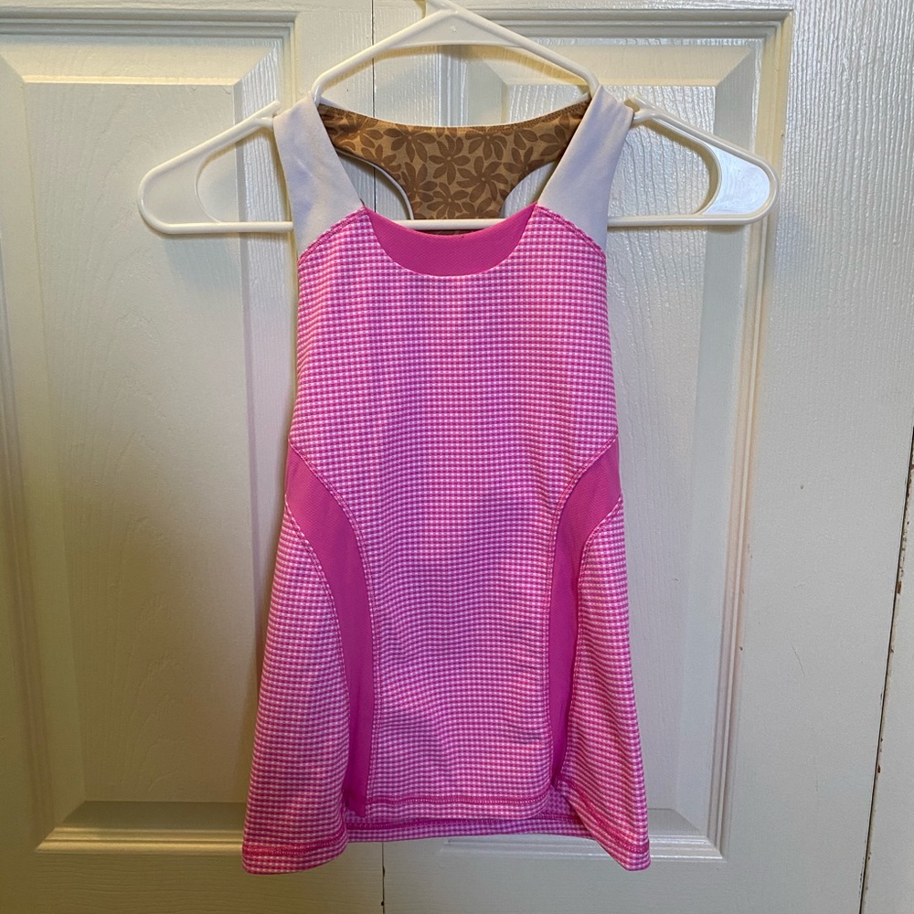 Ivivva (girls lululemon) pink/white plaid tank top
